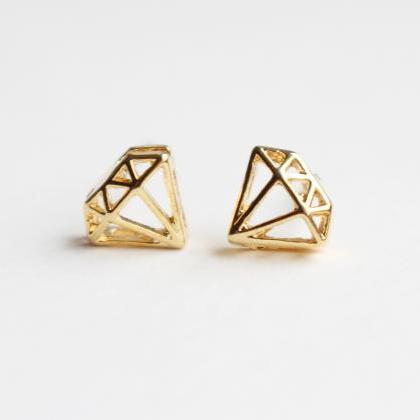 Diamond shape stud earrings, post e..