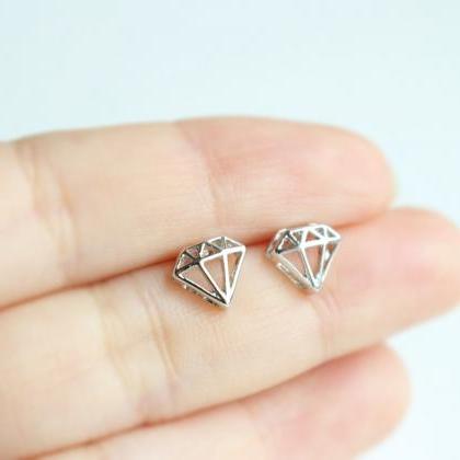 Diamond shape stud earrings, post e..