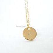 Personalized Disc necklace, Coin stamp necklace, Coin necklace, Letter necklace