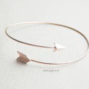 Arrow bangle bracelet in rose gold, Arrow bracelet.