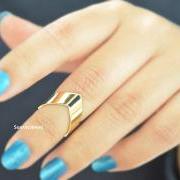 Chevron knuckle ring, midi ring, Adjustable ring, Open ring