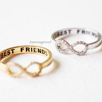 Best Friends Infinity ring, Infinite ring, Friendship Ring, Cubic Zircon Ring