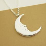 Crescent moon necklace, New moon necklace