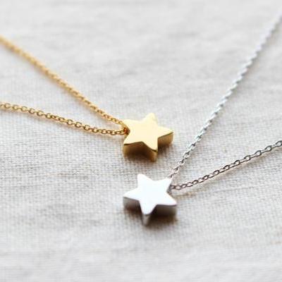 Star necklace, Gold star, Silver star, Minimal necklace, Simple necklace