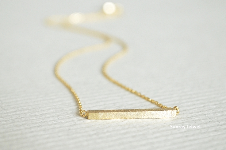 Horizontal Bar Necklace Sideways Bar Necklace Square Bar Necklace 